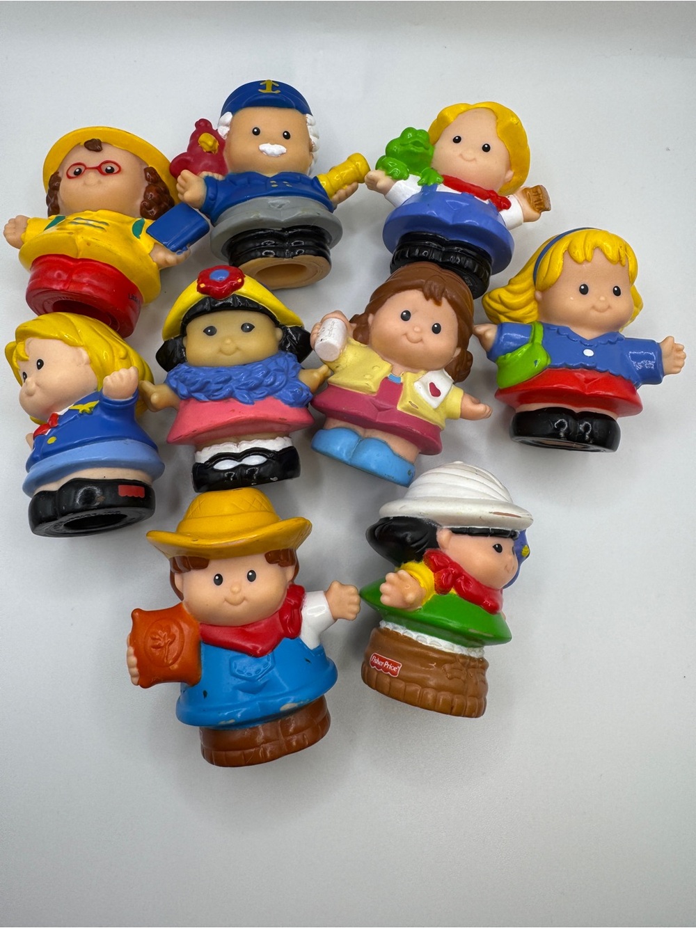 Fisher-Price Little People Figure Lot of 9 - Safari Explorer, Captain & Farmer